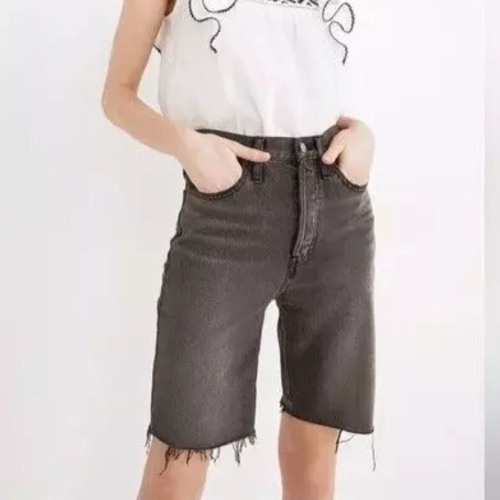 Madewell High Rise Button Fly Long Denim Cutoff Shorts Bronxdale Size 29